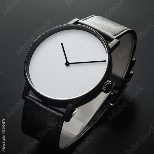 A blank wristwatch with no branding on the dial or strap, perfect for customization. photo