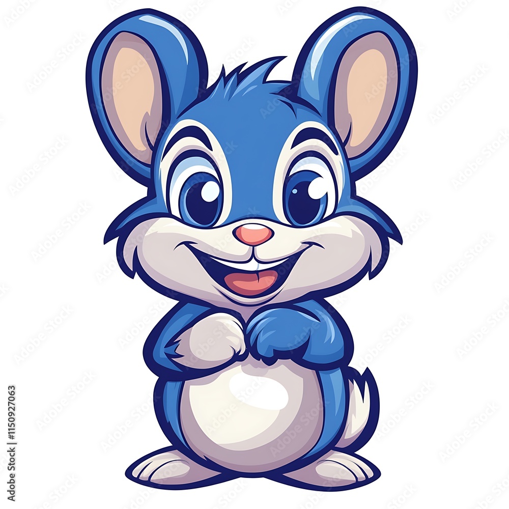 Cute Cartoon Blue Mouse. Adorable Animal Character Design. Cute Cartoon Blue Mouse. Adorable Animal Character Design.