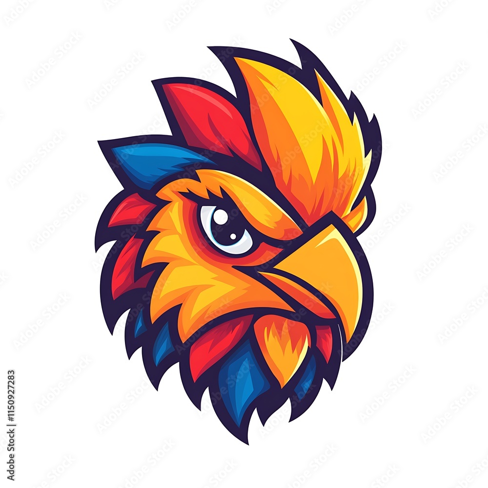 Colorful Fierce Bird Head Logo Design. Concept of Power, Strength, and Aggression. Colorful Fierce Bird Head Logo Design. Concept of Power, Strength, and Aggression.
