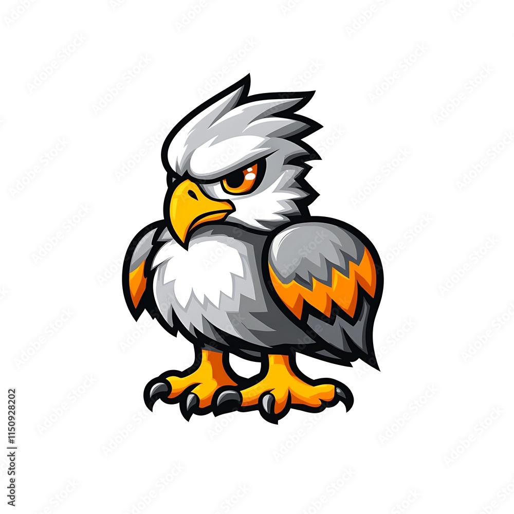Obraz premium Cartoon Eagle Mascot. Cute Angry Bird Logo Design.