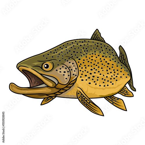 brown trout fishing illustration logo vector image t shirt