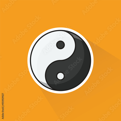 Ilustraton of Yin Yang in Flat Design