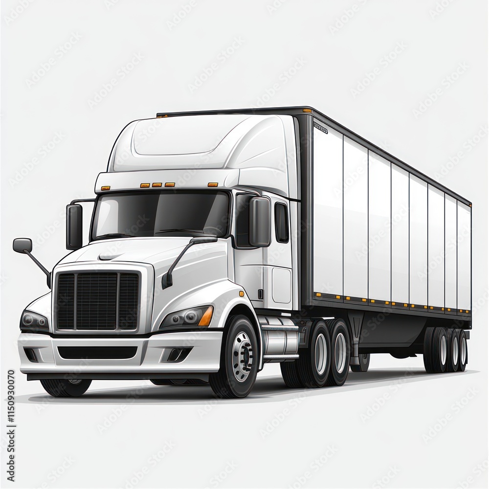 White semi truck with trailer isolated on a white background. (1) White semi truck with trailer isolated on a white background. (1)