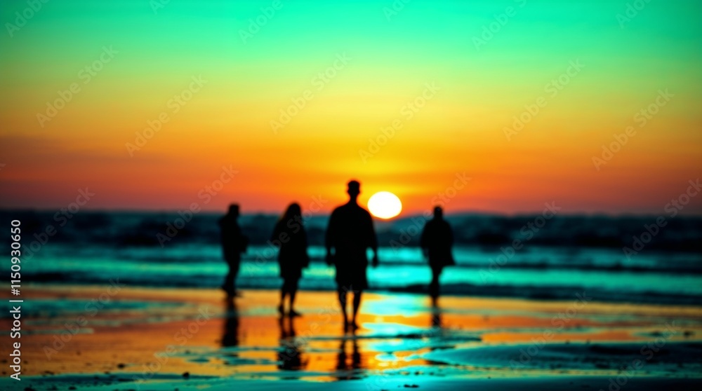Fototapeta premium silhouette of a people on the beach