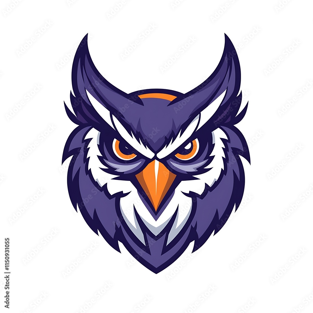 Fototapeta premium Purple Owl Mascot Logo. Powerful and Wise Animal Graphic Design.