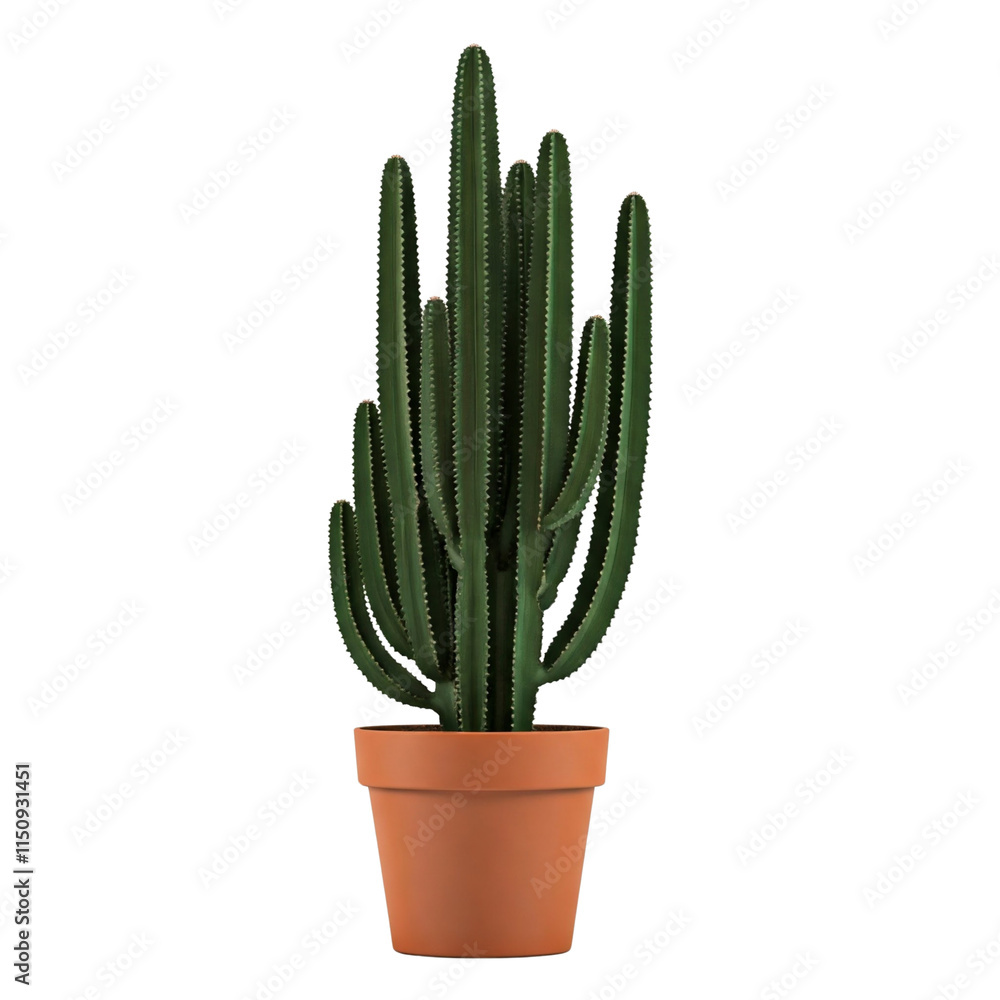 Potted cactus with pink flowers in a desert garden on a white background Potted cactus with pink flowers in a desert garden on a white background