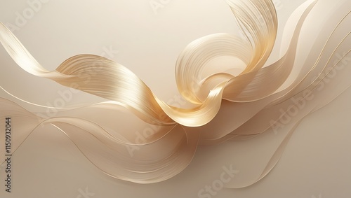Abstract Gold Swirls on Beige Background