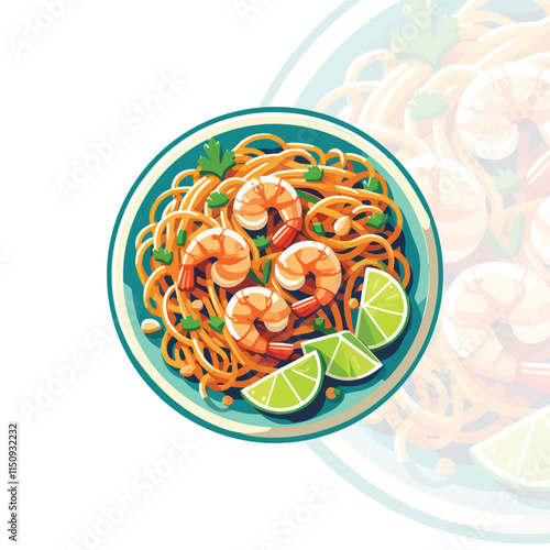 Pad Thai served on a plate with noodles