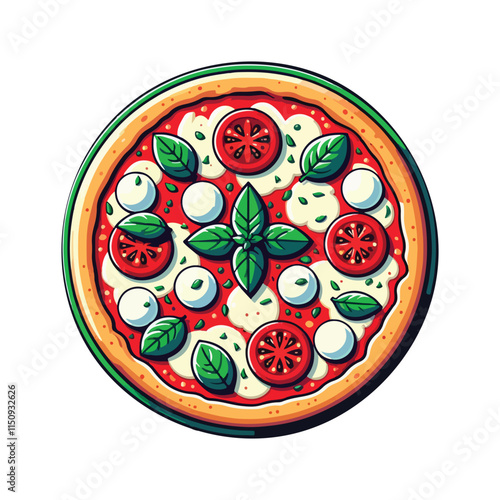 Classic pizza with tomato, mozzarella, and basil