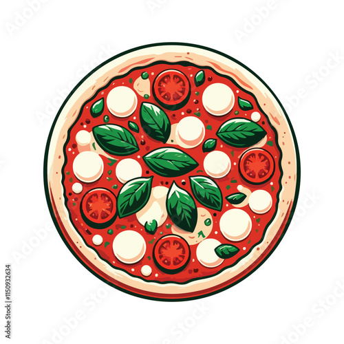 Classic pizza with tomato, mozzarella, and basil