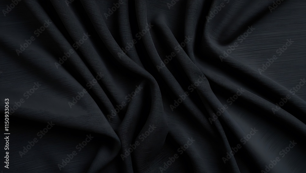 Fototapeta premium Black textured fabric with a subtle woven grid pattern, suitable for backgrounds, design elements, and textile concepts in creative projects
