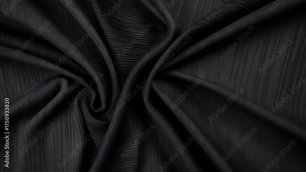 Fototapeta premium Black textured fabric with a subtle woven grid pattern, suitable for backgrounds, design elements, and textile concepts in creative projects
