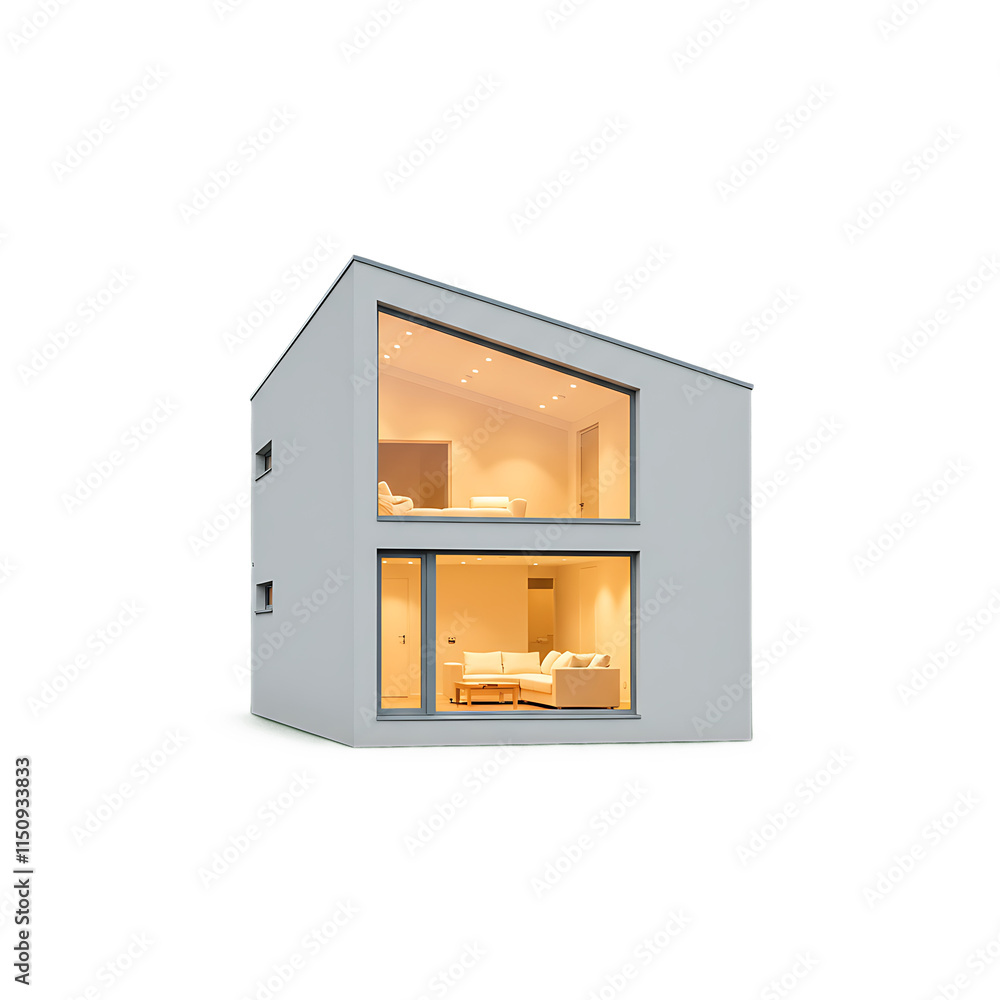 Modern house with a window Isolated on a white transparent background Modern house with a window Isolated on a white transparent background
