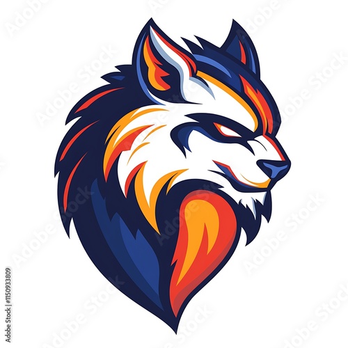 Wallpaper Mural Aggressive Wolf Mascot Logo.  Fierce Animal Graphic Design. Torontodigital.ca