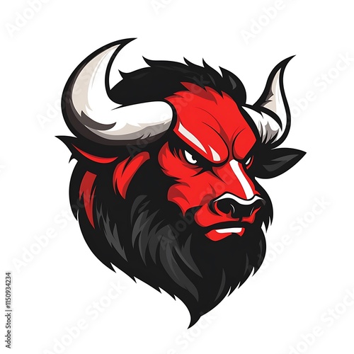 Wallpaper Mural Aggressive Red Bull Head Logo Design. Concept of Strength, Power, and Aggression. Torontodigital.ca