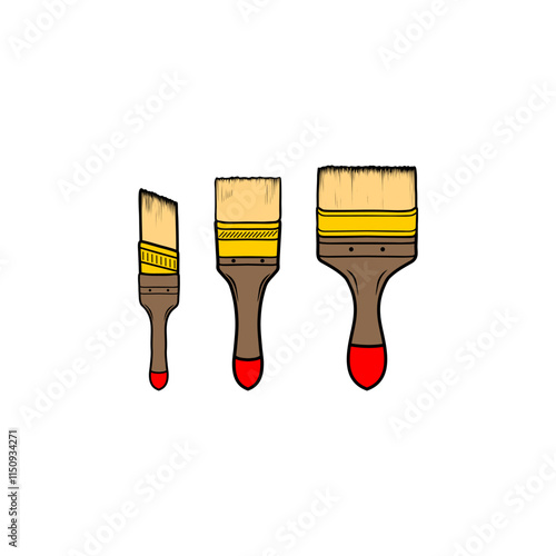 small, medium and large wall paint brushes vector illustration
