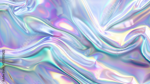 Wallpaper Mural Holographic iridescent fabric with smooth, flowing texture Torontodigital.ca