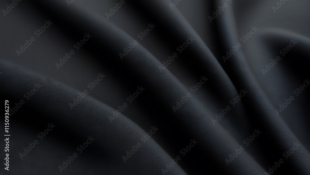 Fototapeta premium Black textured fabric with a subtle woven grid pattern, suitable for backgrounds, design elements, and textile concepts in creative projects
