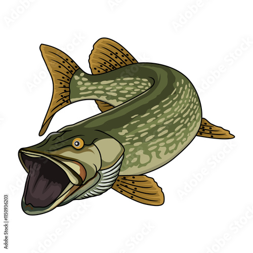 pike fishing illustration logo vector image t shirt
