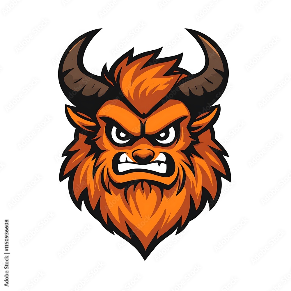 Obraz premium Angry mythical creature head. Mascot design for sports team or game.