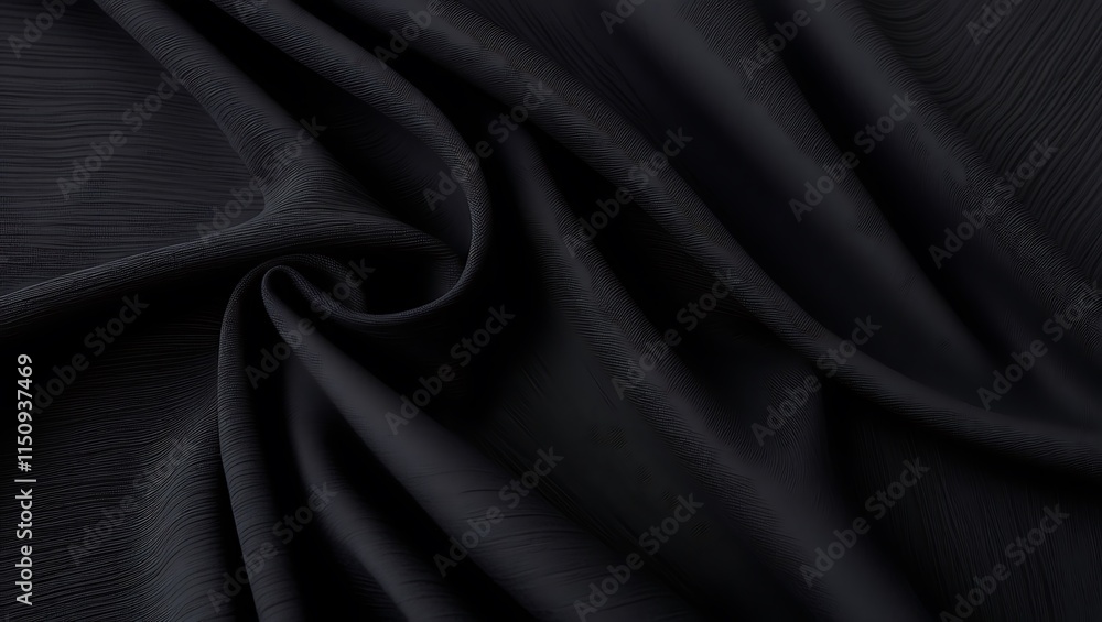 Fototapeta premium Black textured fabric with a subtle woven grid pattern, suitable for backgrounds, design elements, and textile concepts in creative projects