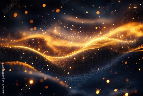 Glowing Golden Bokeh Lights on Dark Background