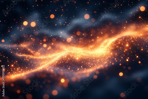 Glowing Golden Bokeh Lights on Dark Background