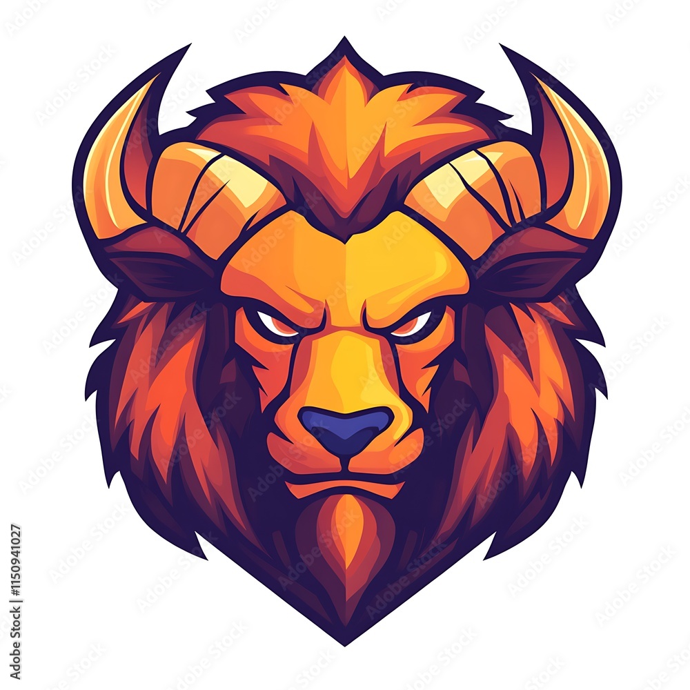 Obraz premium Fierce Buffalo Mascot Logo. Powerful Animal Head Design.
