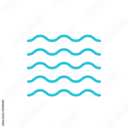 Ocean vawes icon. Isolated on white background. Blue icon set.