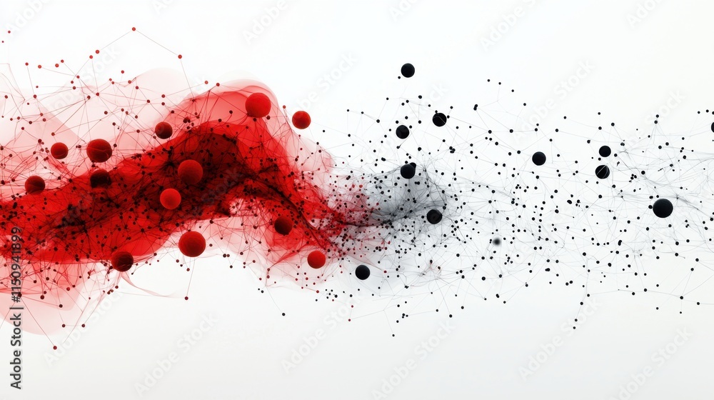 Fototapeta premium Dynamic Flow of Red and White Blood Cells - Symbol of Life and Health on White Background