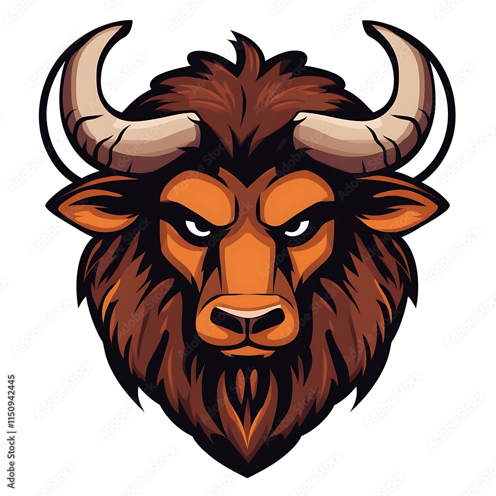 Obraz premium Powerful Bison Head Mascot. Animal Mascot Design.