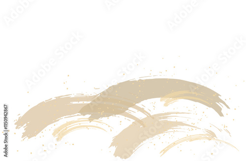 筆書き金色和風白背景ベクターイラスト素材 シンプル 高級感 豪華 ゴージャス シンプル 金粉 金箔