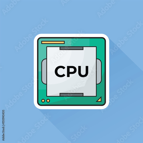 Illustration of Processor in Flat Design