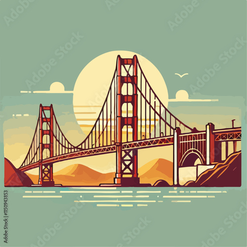 city golden gate bridge illustration