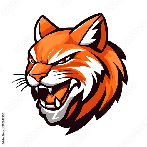 Wallpaper Mural Angry Bobcat Mascot Head.  Fierce Wildcat Logo Design. Torontodigital.ca