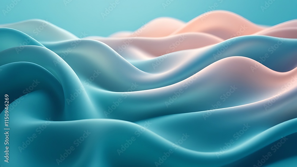 Obraz premium Turquoise Fabric with Ripples and Folds. Colorful Luxury Surface Banner.