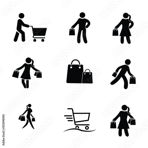 shopping set icon premium design
