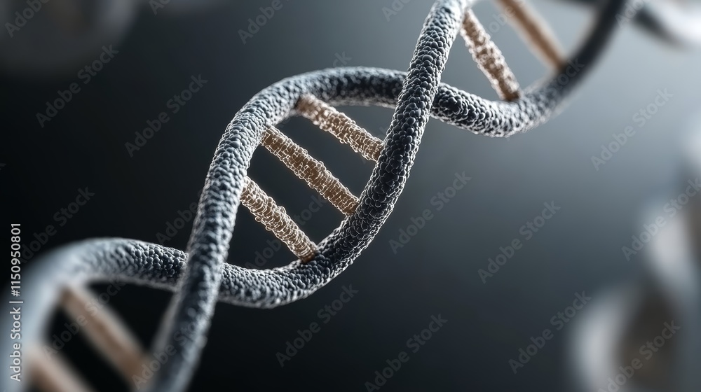 Detailed closeup view of the dna double helix structure, showcasing the intricate genetic code and its complex pattern. Detailed closeup view of the dna double helix structure, showcasing the intricate genetic code and its complex pattern.