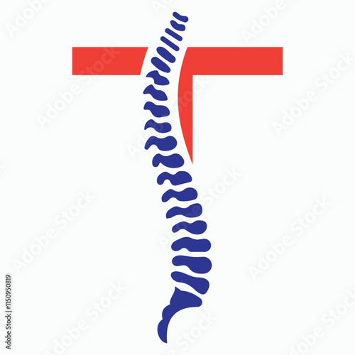 Initial Letter T Spine Logo Concept For Chiropractic Logo Design, Medical Physiotherapy Symbol