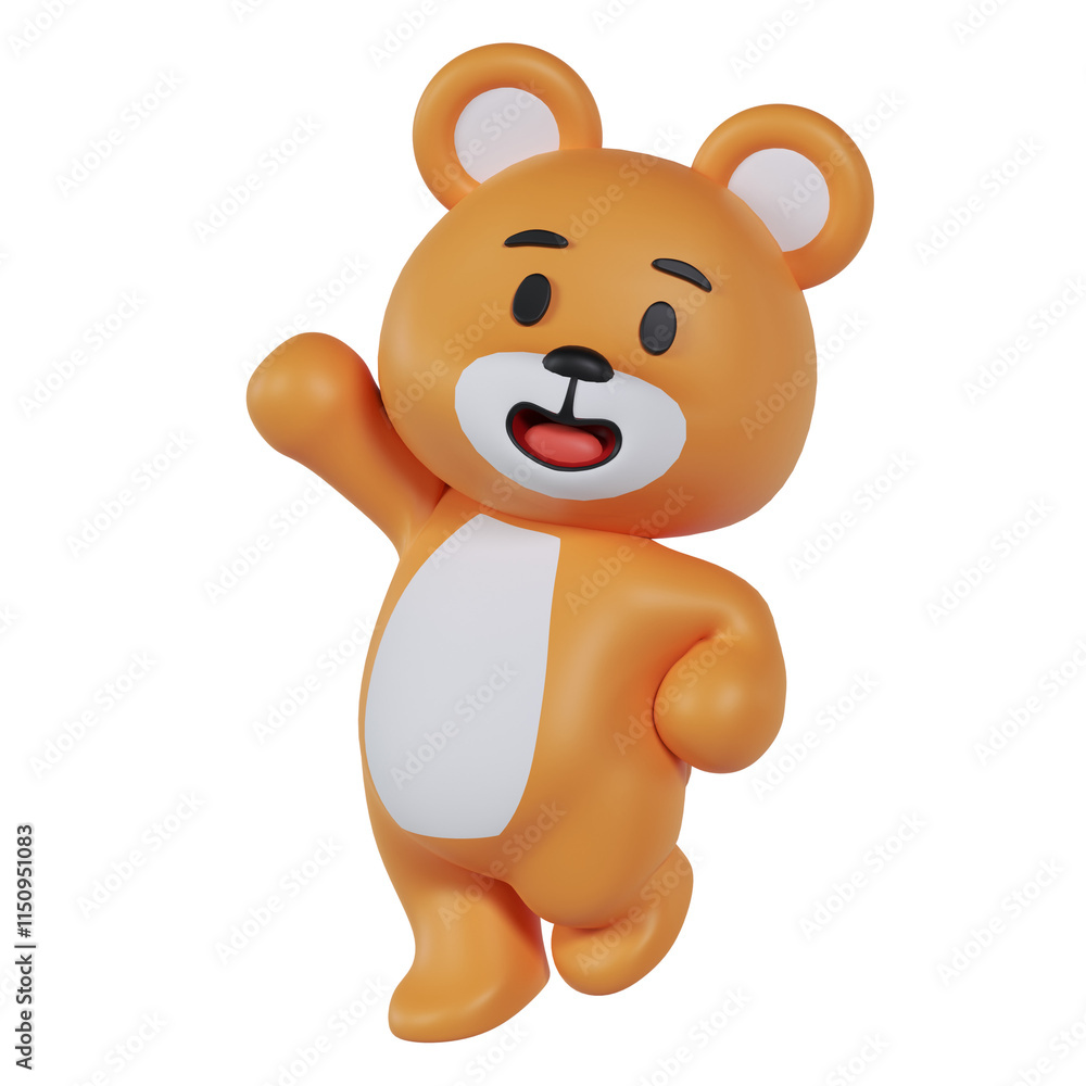 Obraz premium Mascot Cute Happy Bear jumping