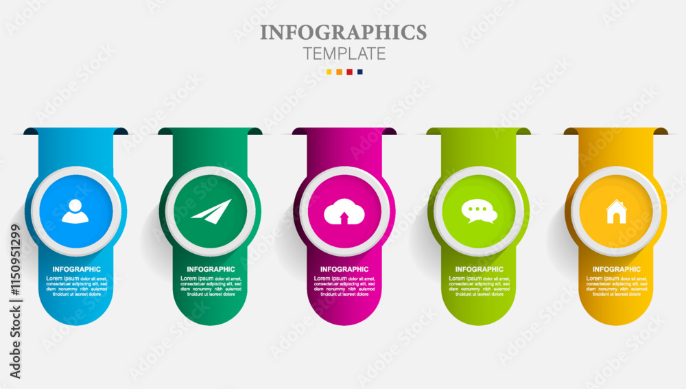 infographic template icons with 5 options processes. infographic template icons with 5 options processes.
