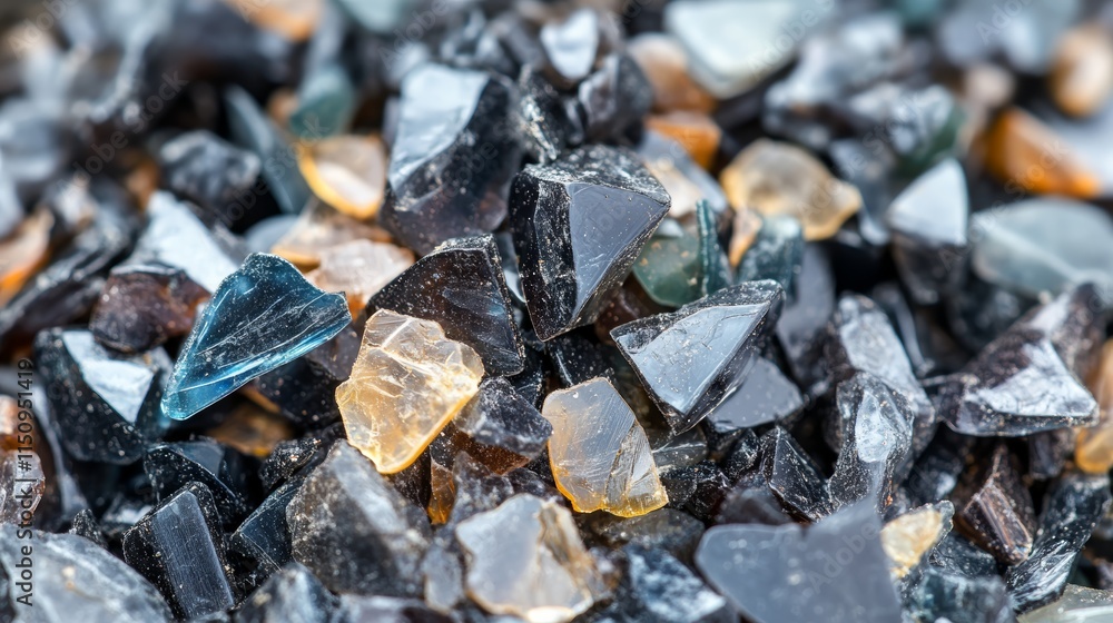 Magnificent glass shards, a sparkling display of texture, light, and reflection in closeup photography Magnificent glass shards, a sparkling display of texture, light, and reflection in closeup photography