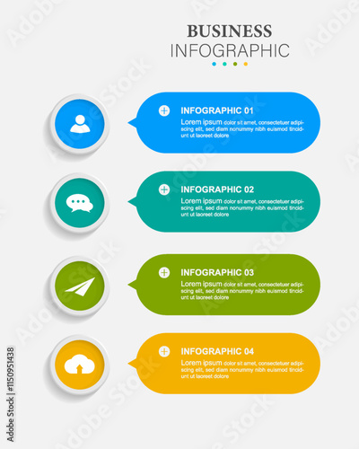 infographic with icons and 4 options processes.