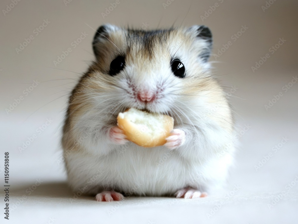 A cute hamster holding a small piece of food, showcasing its adorable features. A cute hamster holding a small piece of food, showcasing its adorable features.