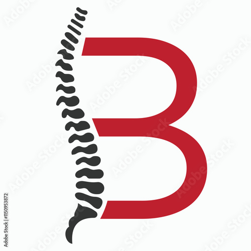 Initial Letter B Spine Logo Concept For Chiropractic Logo Design, Medical Physiotherapy Symbol