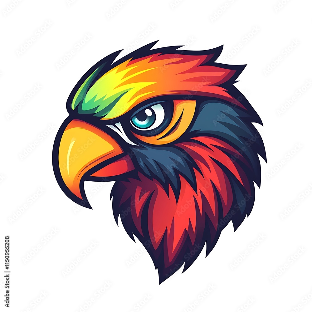 Obraz premium Colorful Parrot Head Logo Design
