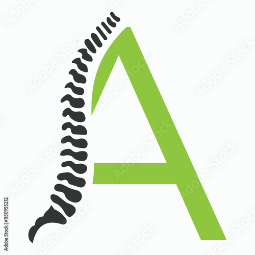 Initial Letter A Spine Logo Concept For Chiropractic Logo Design, Medical Physiotherapy Symbol