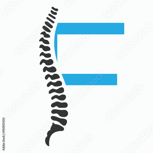 Initial Letter F Spine Logo Concept For Chiropractic Logo Design, Medical Physiotherapy Symbol