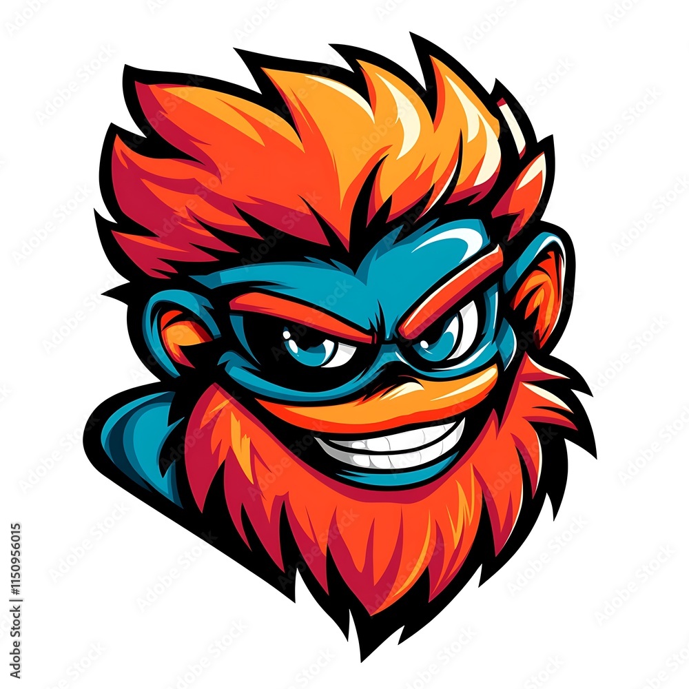 Obraz premium Cartoon Monkey Mascot with Superhero Style. Cool, Energetic, and Creative Design.