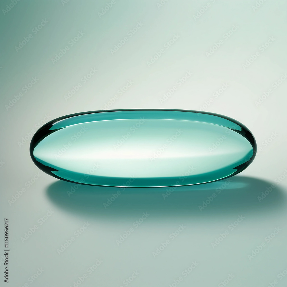 Minimalist Teal Oval Object on Reflective Surface Minimalist Teal Oval Object on Reflective Surface